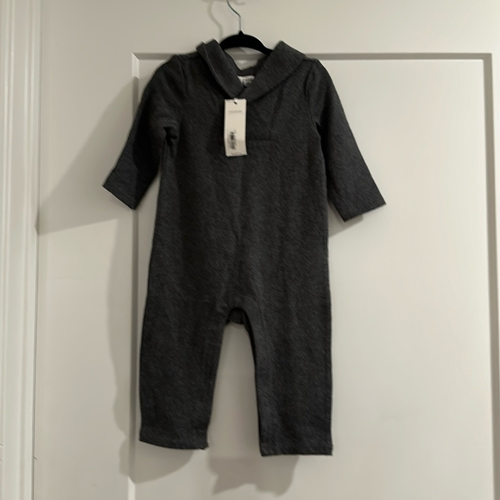NWT Janie and Jack Gray Baby Coverall 6-12m